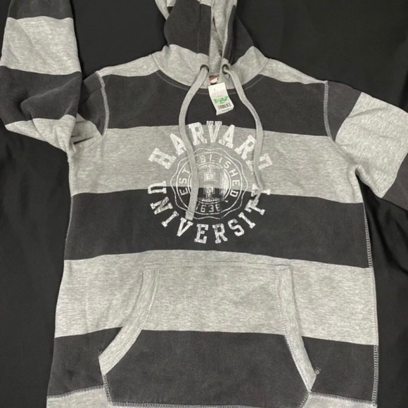 NWT Pro Weave Unisex Harvard University Gray Striped Hoodie Size S - Picture 2 of 9